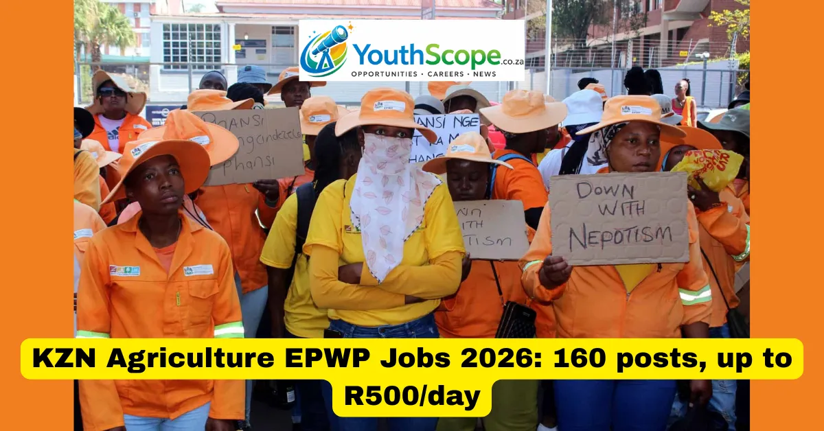 KZN Agriculture EPWP Jobs 2026: 160 posts, up to R500/day