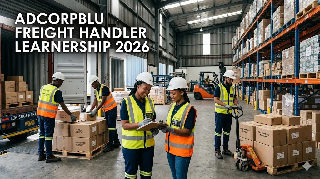 AdcorpBLU Freight Handler Learnership participants receiving logistics and warehouse training in Cape Town.