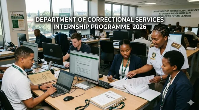 Department of Correctional Services interns gaining workplace experience in a government office.