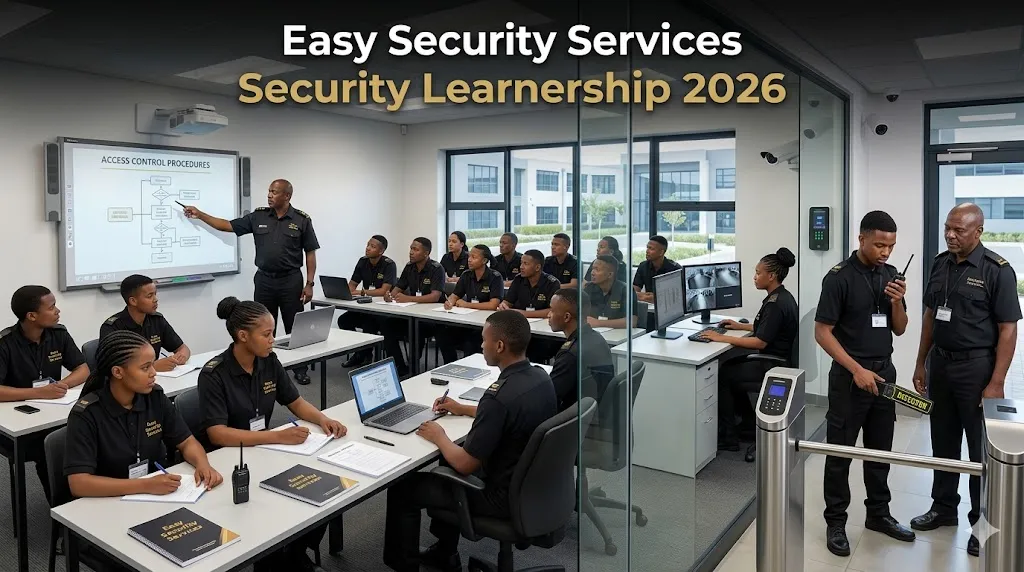 Easy Security Services Security Learnership 2026 trainees receiving SASSETA-accredited security training.
