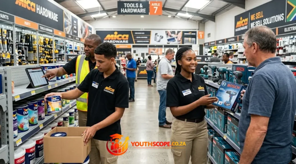 Fairplay Hardware retail learnership participants gaining workplace experience in a hardware store.