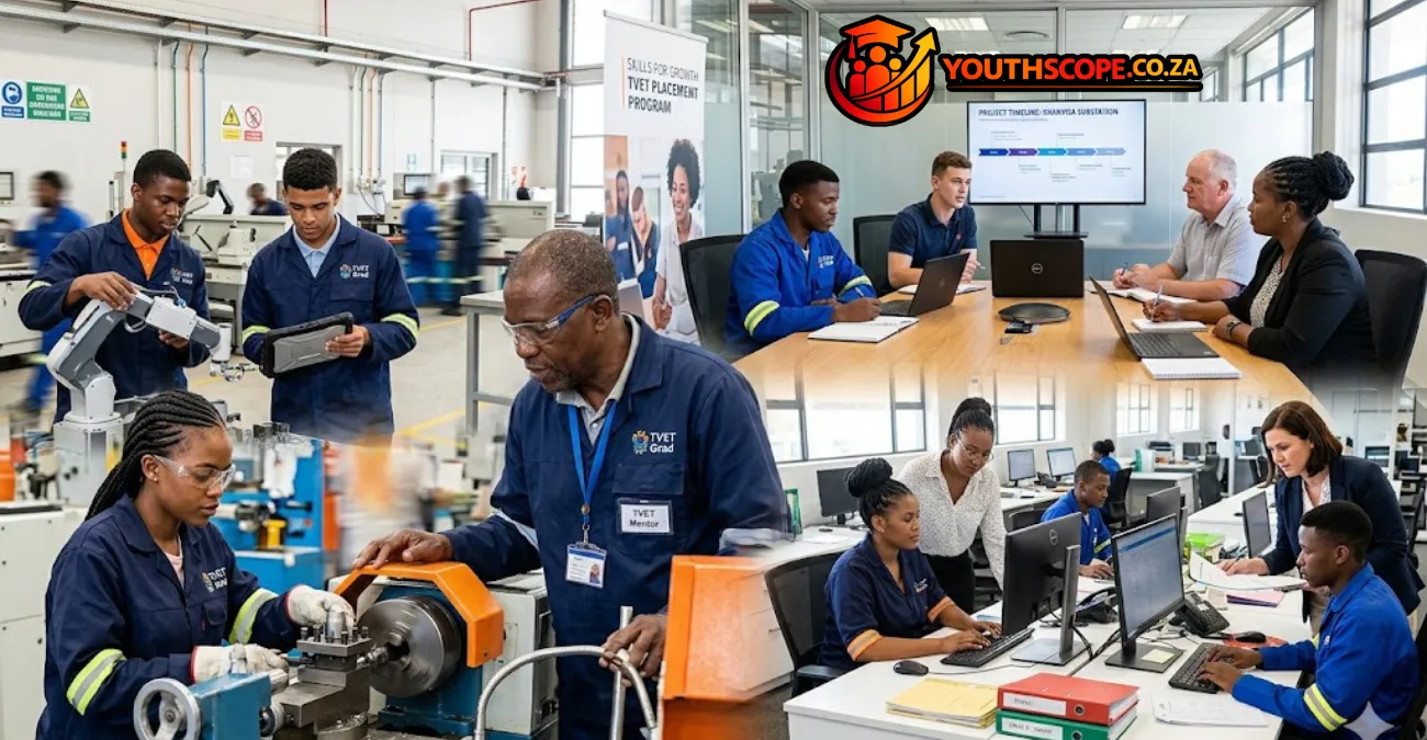 Mthashana TVET College graduates participating in workplace training and in-service learning.