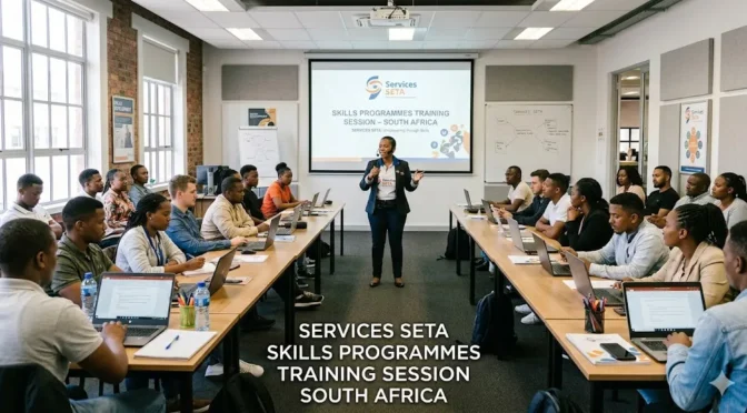 South African learners in a Services SETA funded skills training classroom session