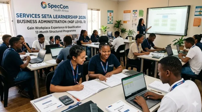 SpecCon South Africa Services SETA Business Administration Learnership 2026 (NQF Level 3) Earn R3,000–R5,000 Monthly