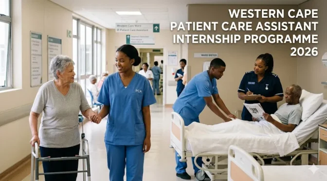 Patient Care Assistant interns supporting patients at a public hospital in the Western Cape.
