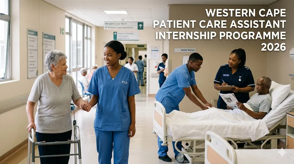 Patient Care Assistant interns supporting patients at a public hospital in the Western Cape.