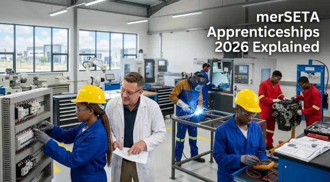 South African apprentice artisans receiving practical engineering training in a modern workshop.