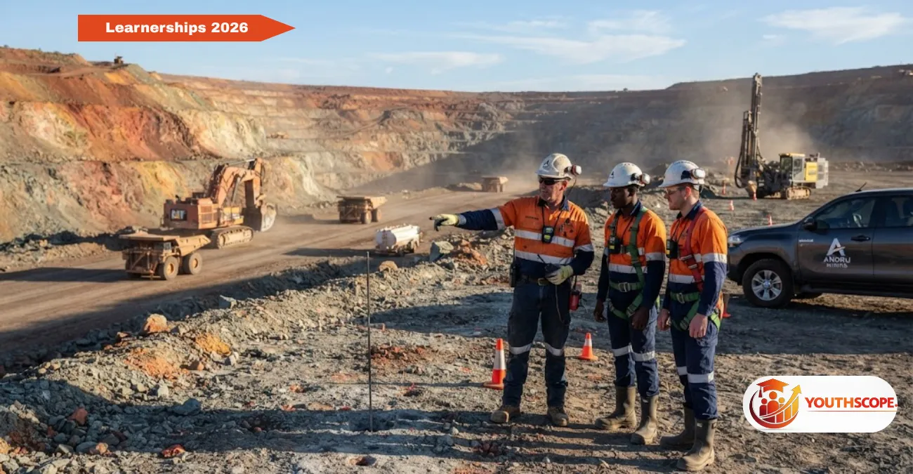 Mining trainees assisting blasting operations at Kalgold opencast mine during Andru Mining learnership 2026