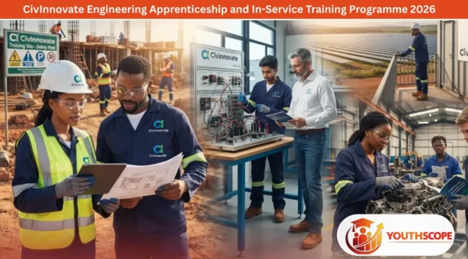 Young South African engineering apprentices receiving practical workplace training through the CivInnovate Engineering Apprenticeship Programme 2026.