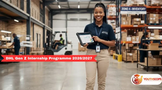 A young professional intern working at a DHL facility in South Africa.