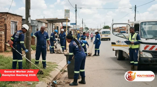 South African general workers in Gauteng performing municipal support duties for a permanent 2026 job opportunity.