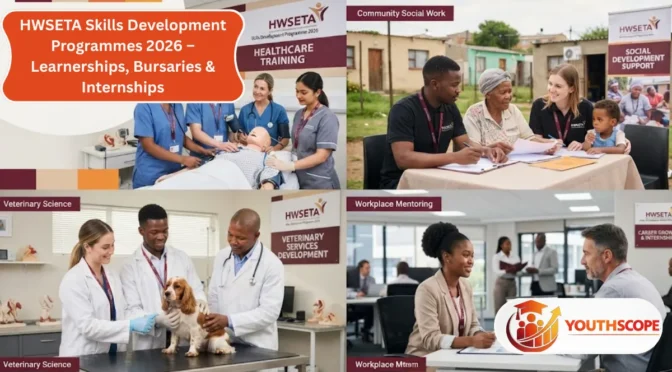 HWSETA Skills Development Programmes 2026 supporting South African learners through learnerships, bursaries, internships and workplace training.