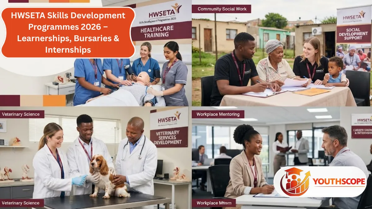 HWSETA Skills Development Programmes 2026 supporting South African learners through learnerships, bursaries, internships and workplace training.