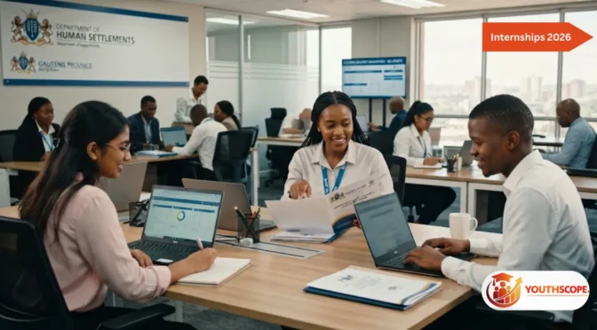 South African graduates applying for Department of Human Settlements internship programme in office setting