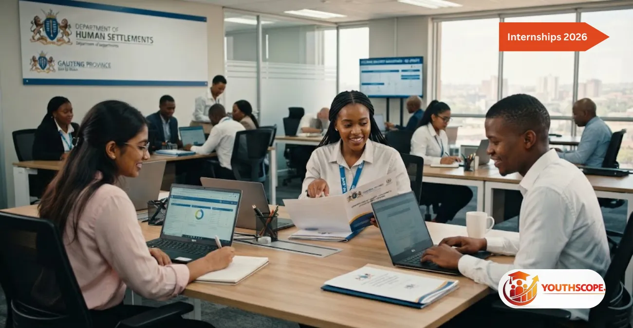 South African graduates applying for Department of Human Settlements internship programme in office setting