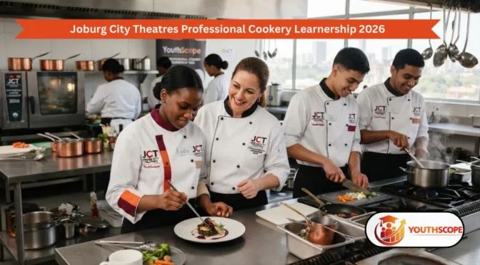 Young South African learners receiving practical culinary training during the Joburg City Theatres Professional Cookery Learnership 2026.
