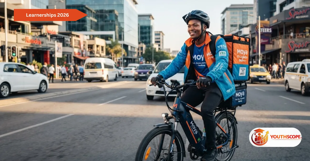 South African delivery rider working with Just Ride electric bike programme in Gauteng delivering food orders
