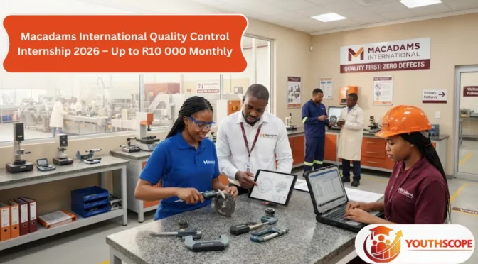 Macadams International Quality Control Internship 2026 in Blackheath offering R6 000 to R10 000 per month.