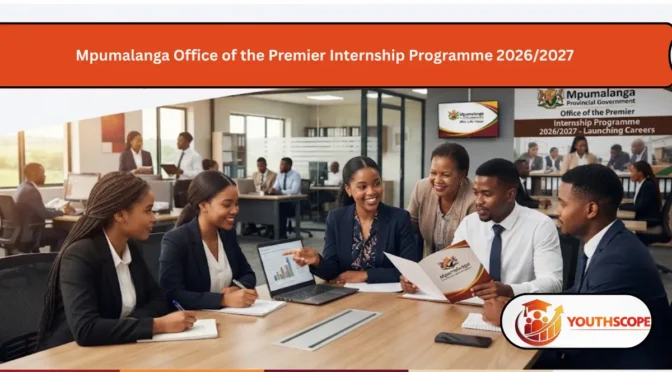 outh African graduates participating in the Mpumalanga Office of the Premier Internship Programme 2026/2027 in a government office.