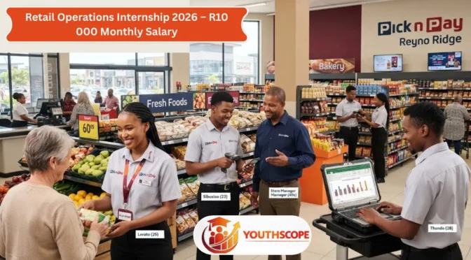 Retail Operations Internship 2026 at Pick n Pay in Reyno Ridge offering graduates R10 000 per month with accommodation.