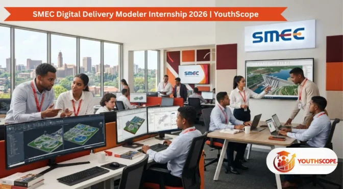 Young South African graduates using BIM and Revit software during the SMEC Digital Delivery Modeler Internship in Pretoria.