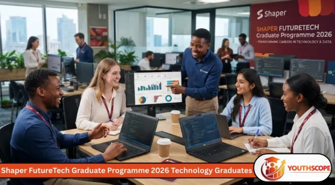 Young South African graduates participating in the Shaper FutureTech Graduate Programme 2026 in a technology workplace.