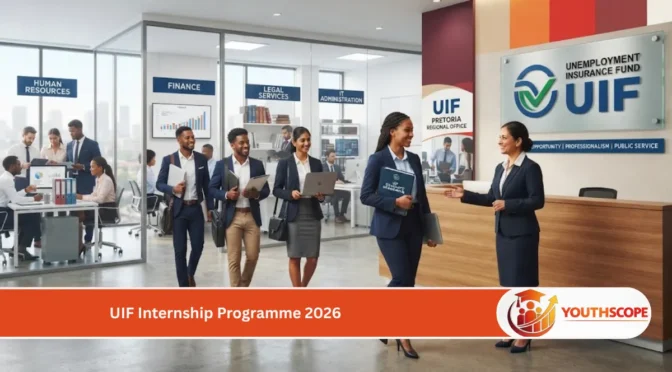 Young South African graduates participating in the UIF Internship Programme at the Unemployment Insurance Fund offices in Pretoria.