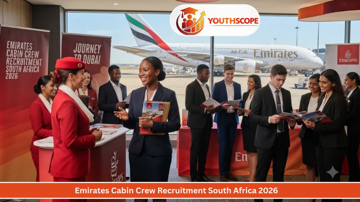 Young South Africans applying for Emirates Cabin Crew Recruitment 2026 during an official recruitment event.