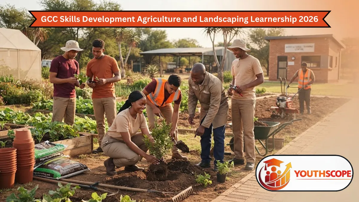 GCC Agriculture and Landscaping Learnership 2026 trainees working in a South African garden