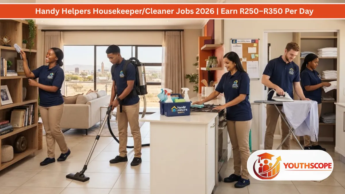 Handy Helpers Housekeeper and Cleaner jobs in Kimberley paying R250 to R350 per day.