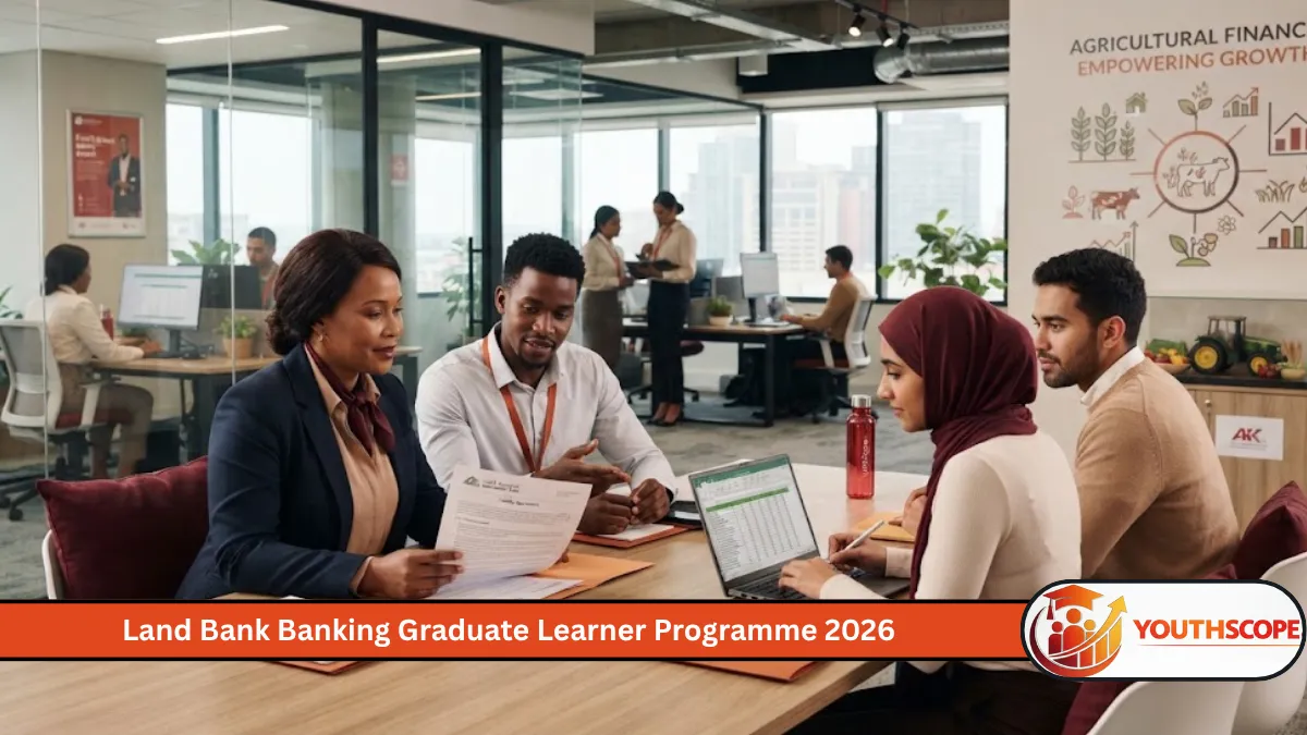 Young South African graduates in a banking workplace for Land Bank Graduate Learner Programme 2026