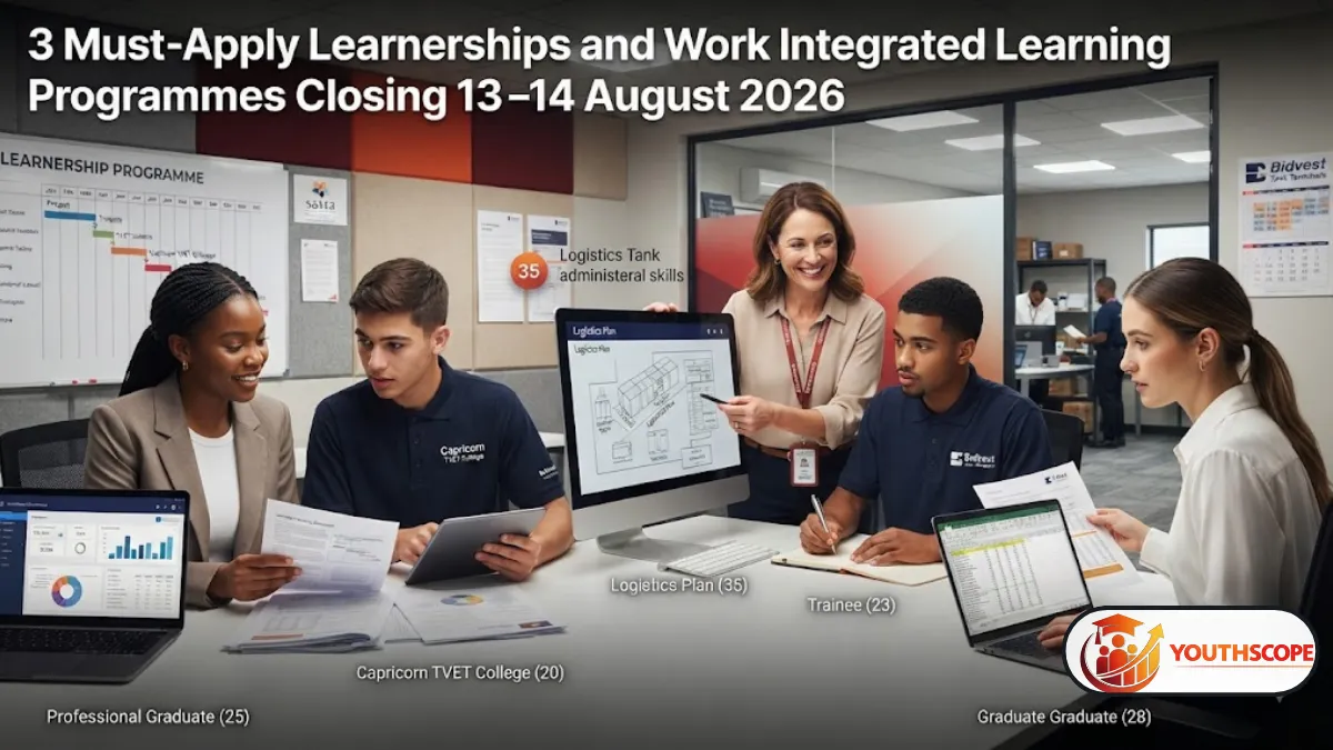3 South African learnership and WIL programmes closing 13 and 14 August 2026
