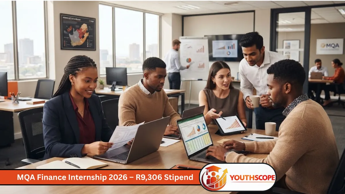 MQA Finance Internship 2026 graduates working in a South African finance office