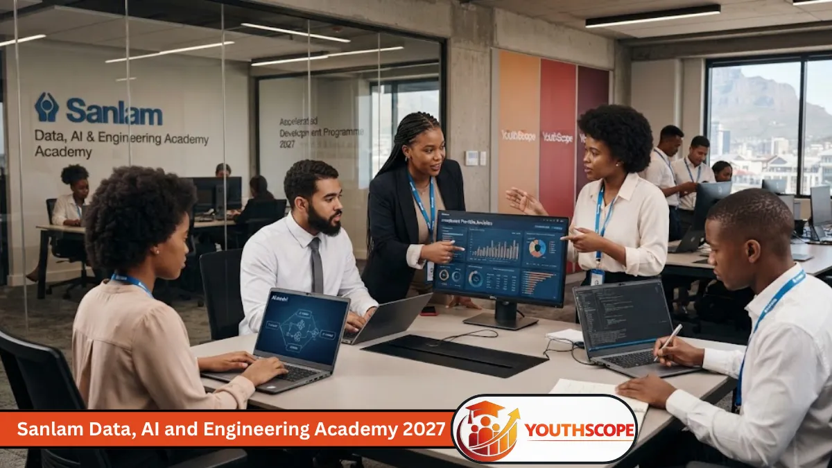 Young South African graduates working in a data and technology environment for the Sanlam Academy