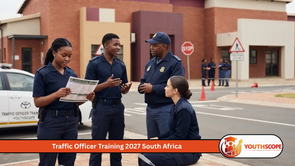 Traffic Officer Training 2027 South Africa with young trainee traffic officers preparing for careers