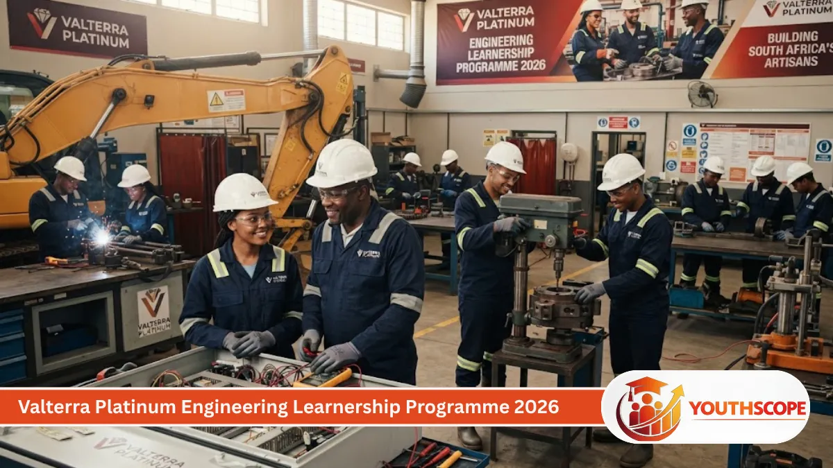 Young South Africans receiving practical engineering artisan training through the Valterra Platinum Engineering Learnership Programme 2026.
