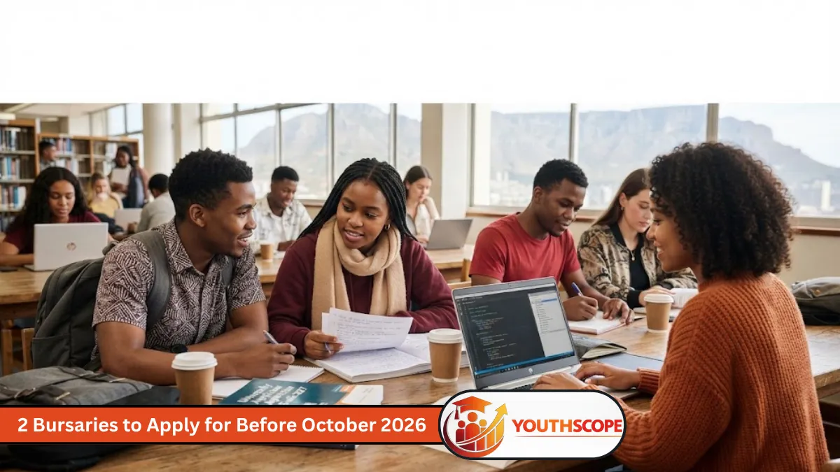 Two young South African students exploring 2027 bursary opportunities