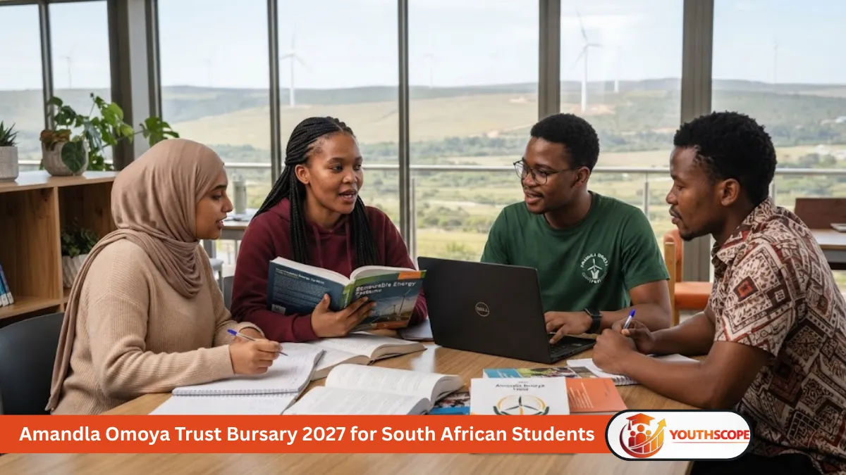 Amandla Omoya Trust Bursary 2027 students studying near Jeffreys Bay Wind Farm