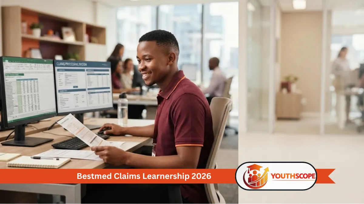 Young South African learner gaining workplace experience in claims administration
