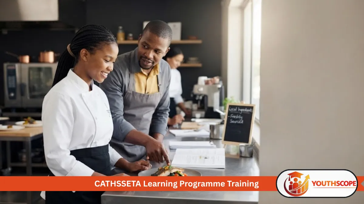 Young South African learner receiving practical workplace training from a mentor.