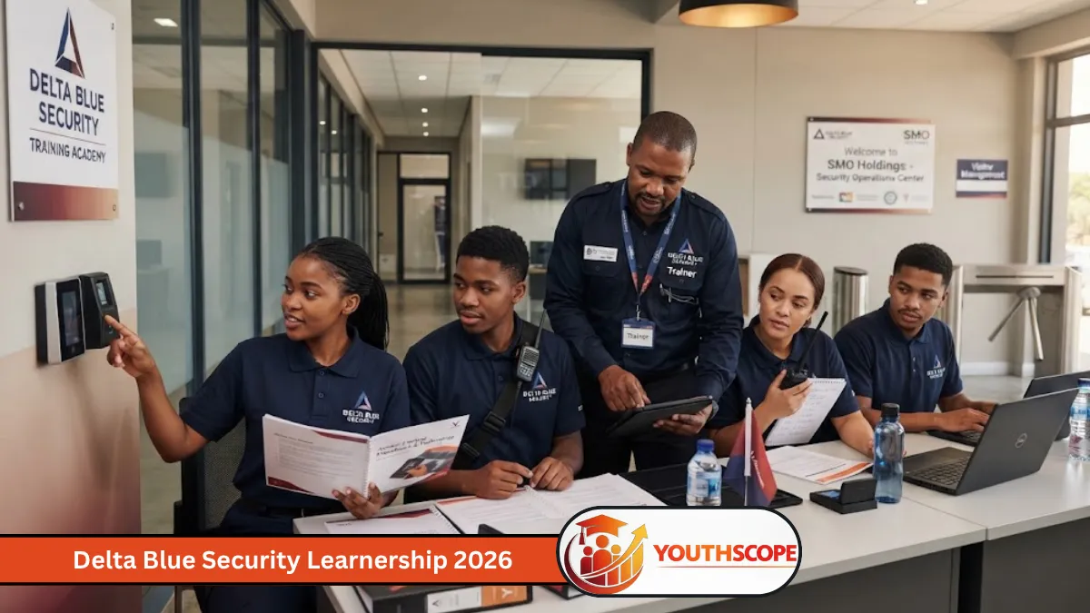Young South African security trainees attending Delta Blue Security learnership training