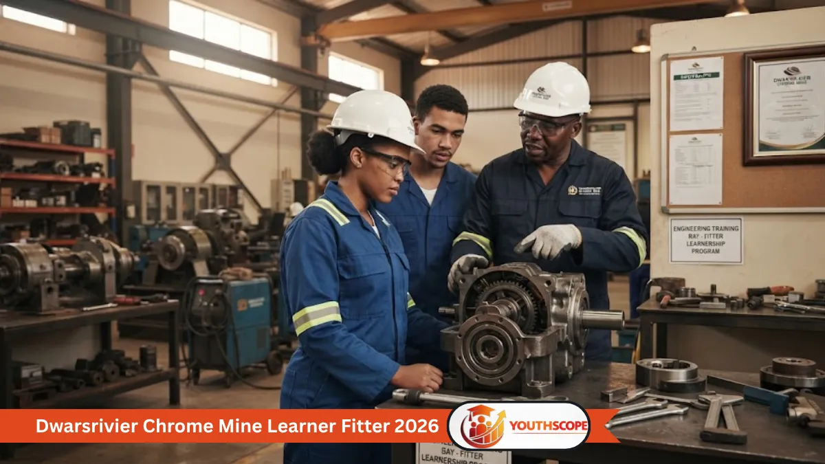 Young South African learner receiving engineering training at a chrome mining operation in Limpopo