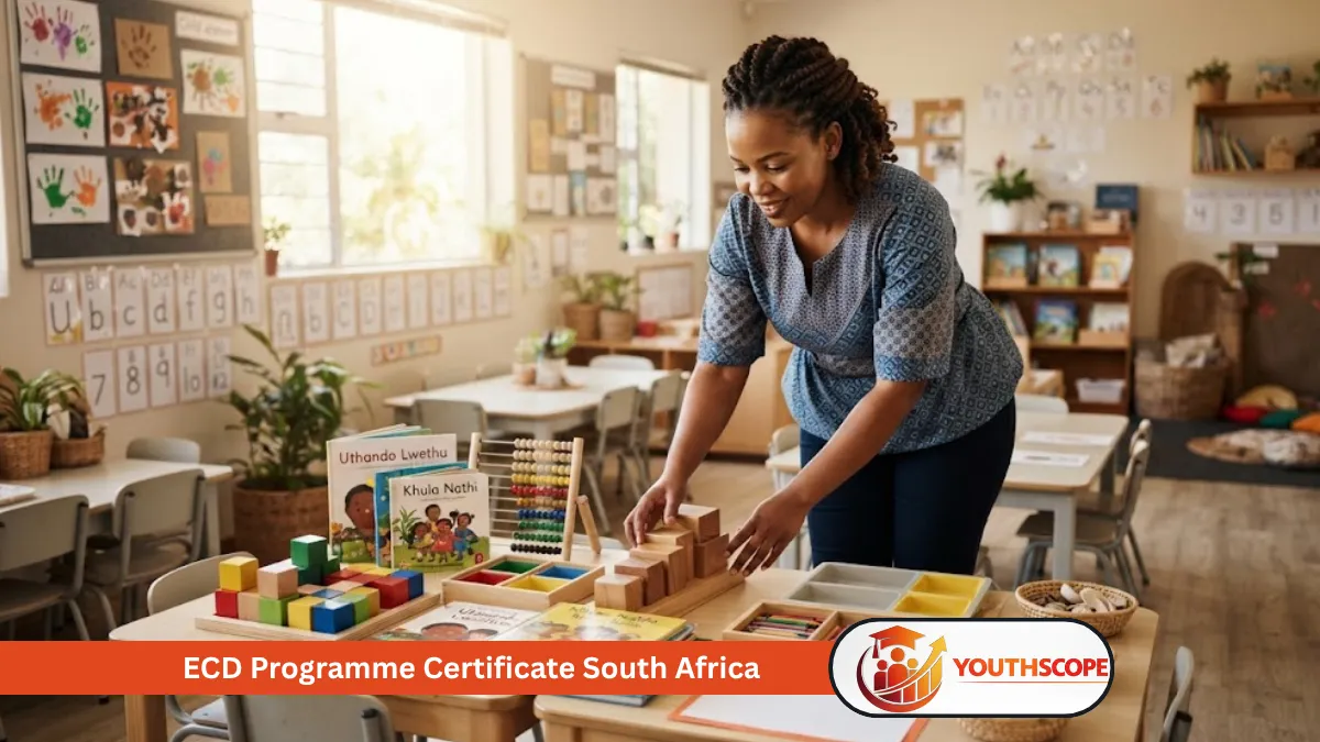 South African ECD practitioner preparing an early childhood development classroom