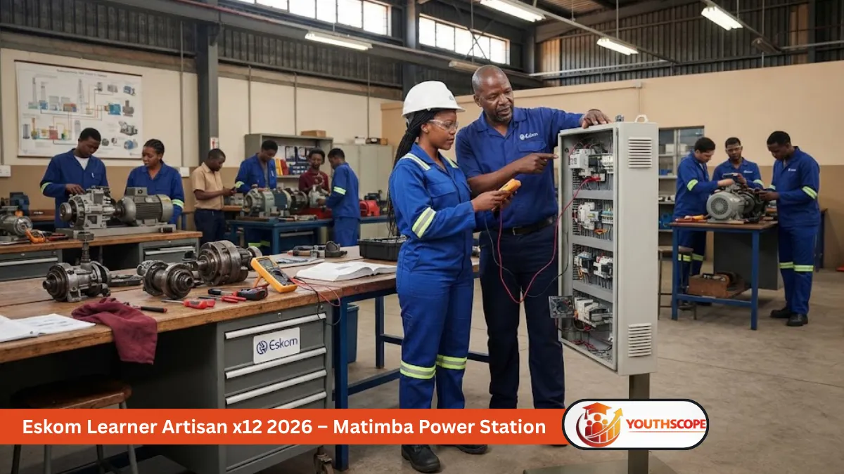 Young South African artisan learner receiving technical training at a power station in Limpopo