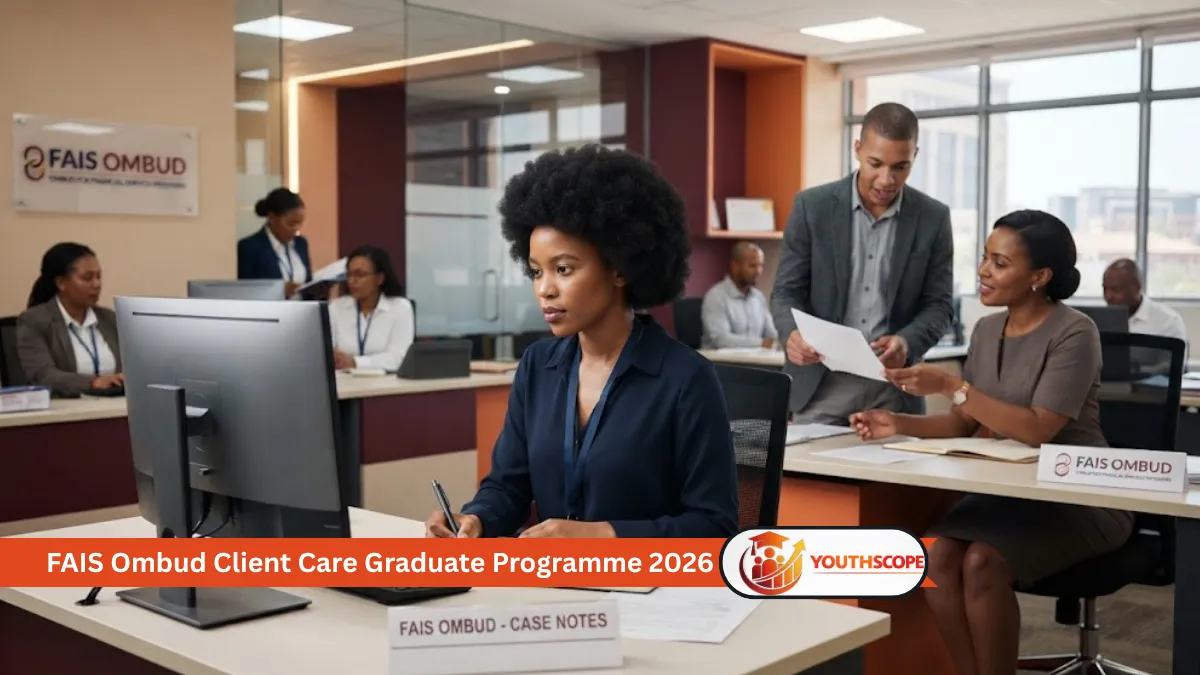 Young South African graduates working in a professional client care office for the FAIS Ombud graduate programme.