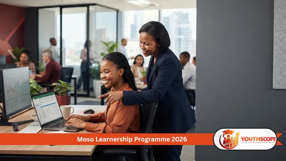 Young South African learner gaining workplace experience in a financial services office