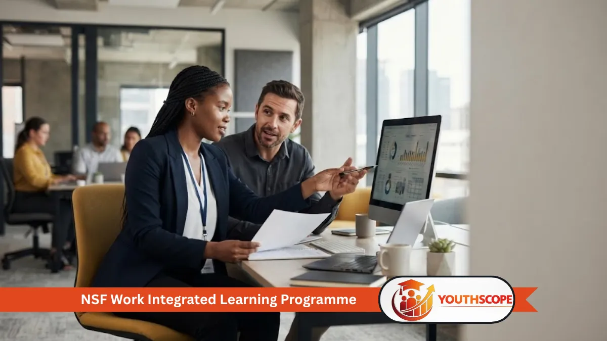 Young South African graduate gaining practical workplace experience in a professional learning environment.