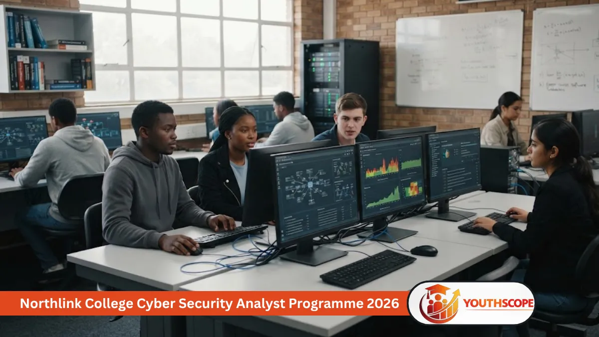 South African students studying cybersecurity at computers