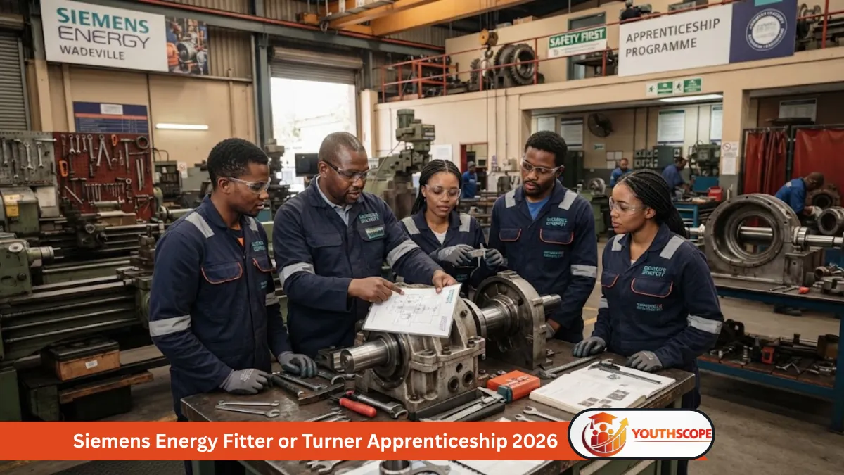Siemens Energy Fitter or Turner apprentices training in a South African industrial engineering workshop