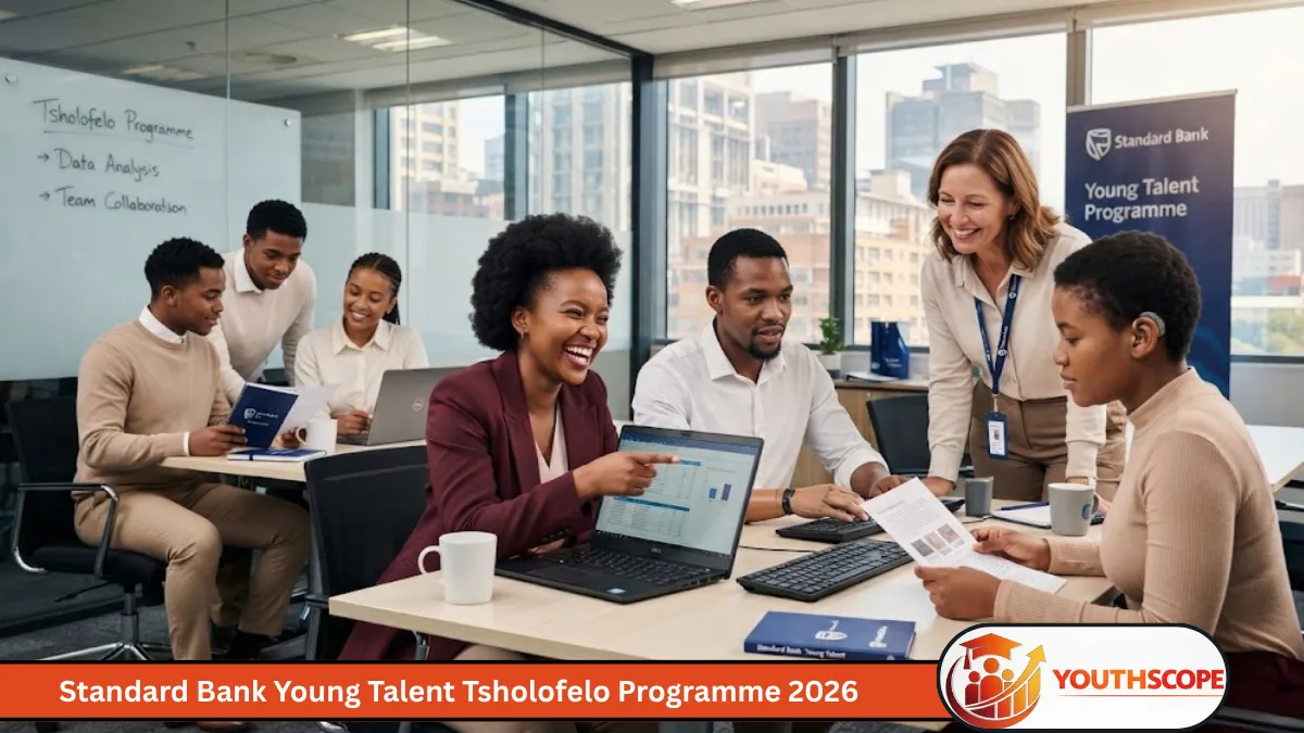 Standard Bank Young Talent Tsholofelo graduates with disabilities in a Johannesburg workplace